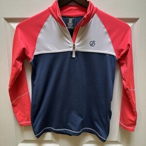 Dare 2B Kids 9-10 Years 140cm Coral Navy Grey Quarter Zip Pullover Top